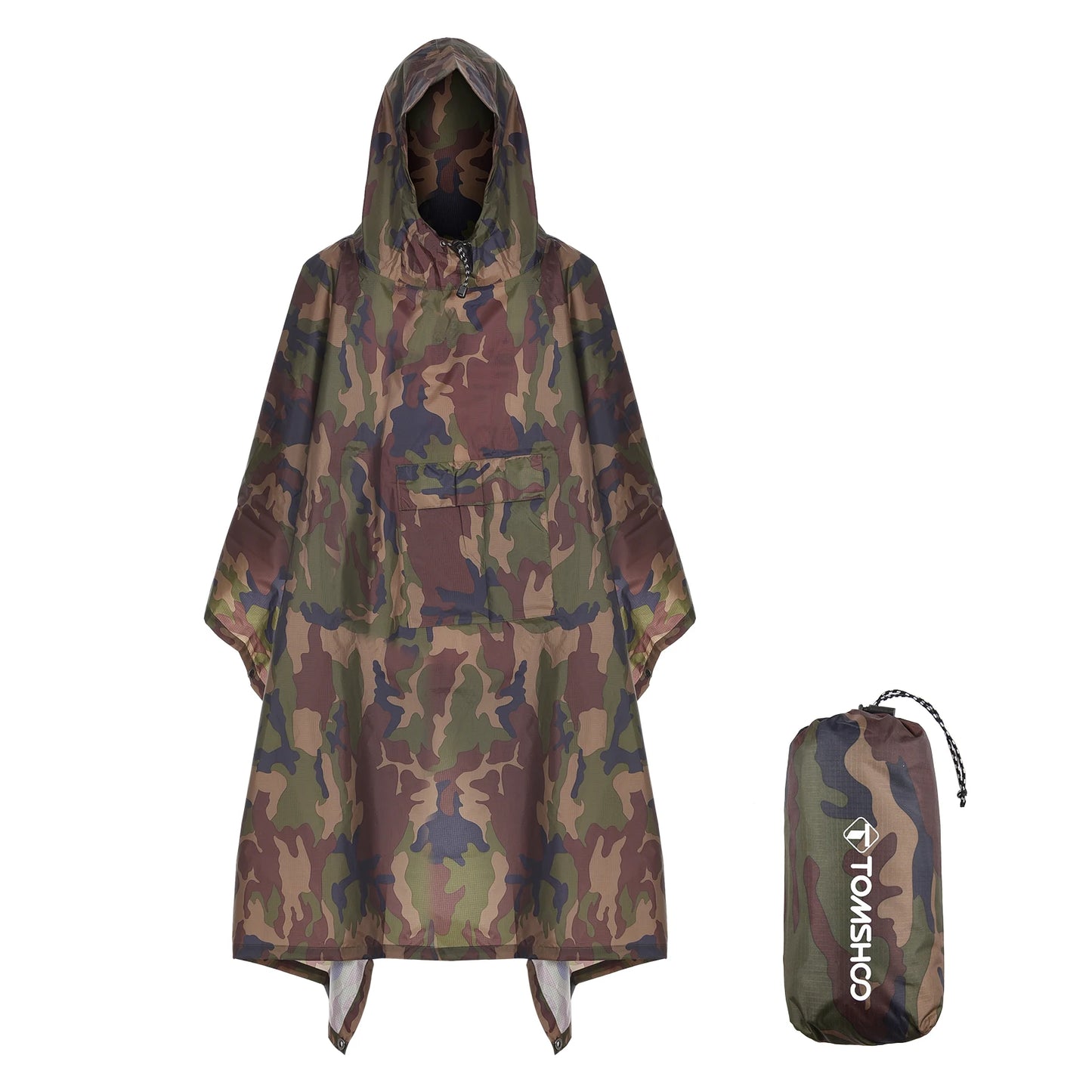 Hooded Rain Poncho, Pocket Lightweight Waterproof,Sun Shelter,Men and Women Camping Hiking