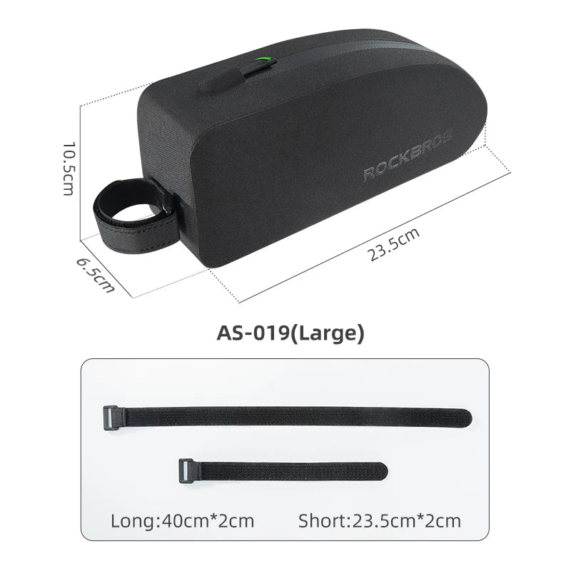 Bicycle Bag Waterproof Cycling Top Front Tube Frame Large MTB Road Bicycle Black