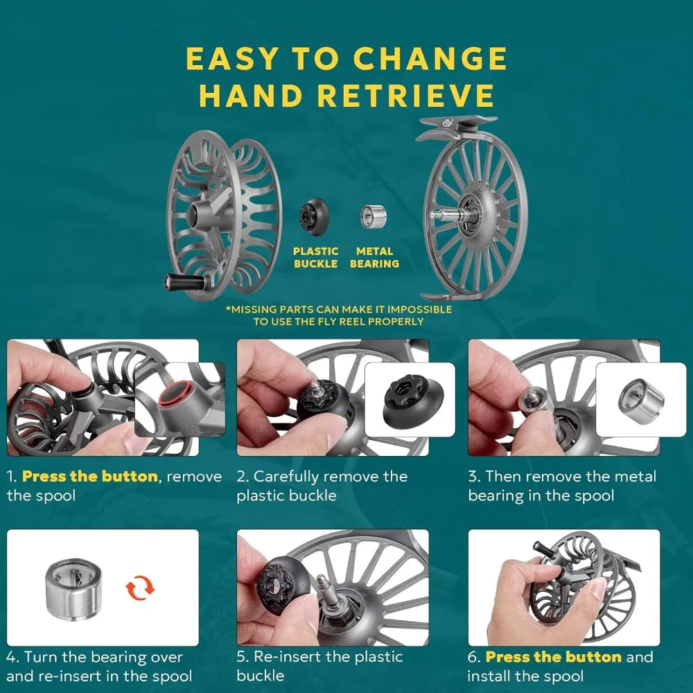 5/6wt Fly Fishing Reel, Fly Fishing, Aluminum Alloy Body, Easy Spool Change, Freshwater