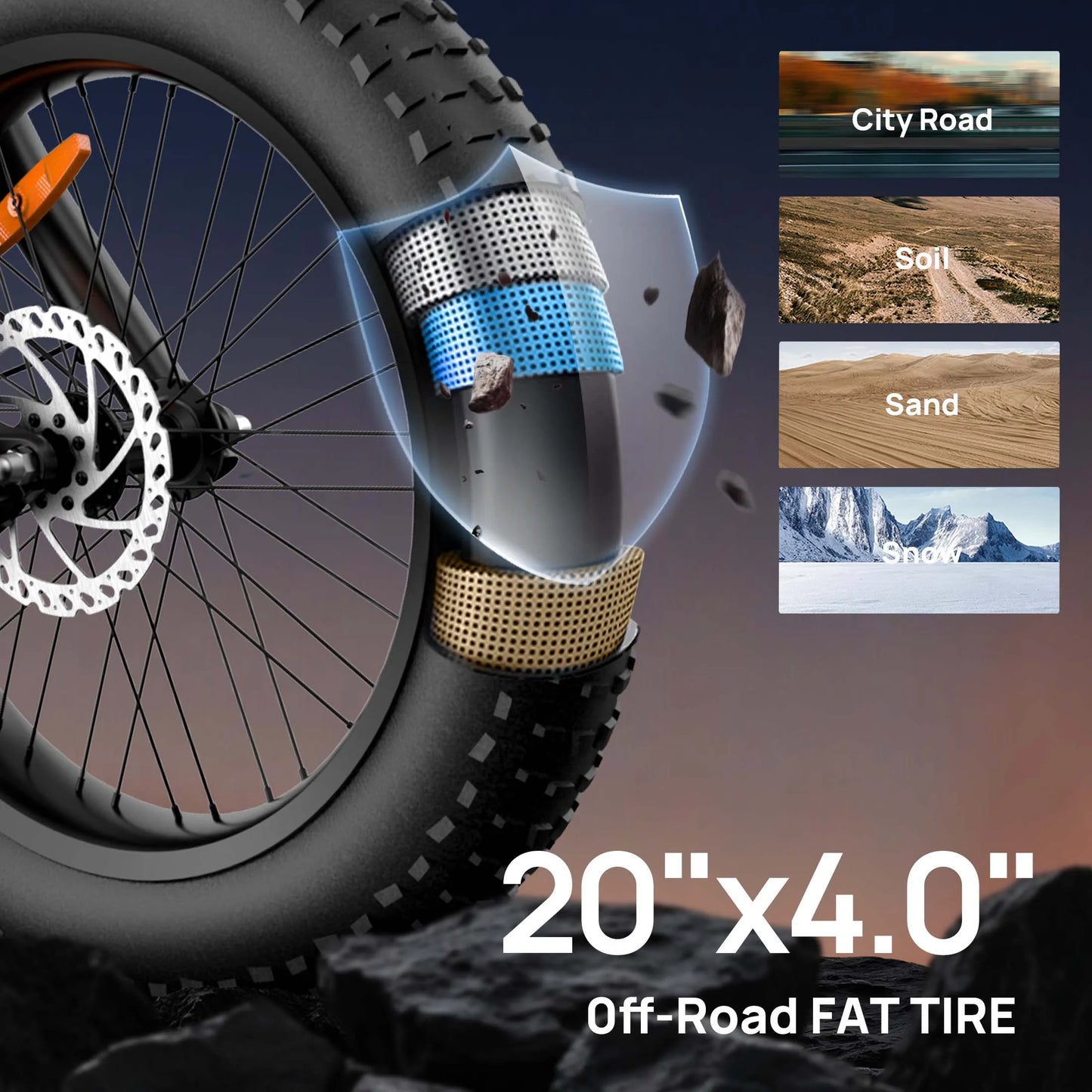 1500W Peak Mountain E-Bike 48V 15.6Ah Removable Battery 28MPH 100 Mile Range 20X4" Fat Tire, Sale