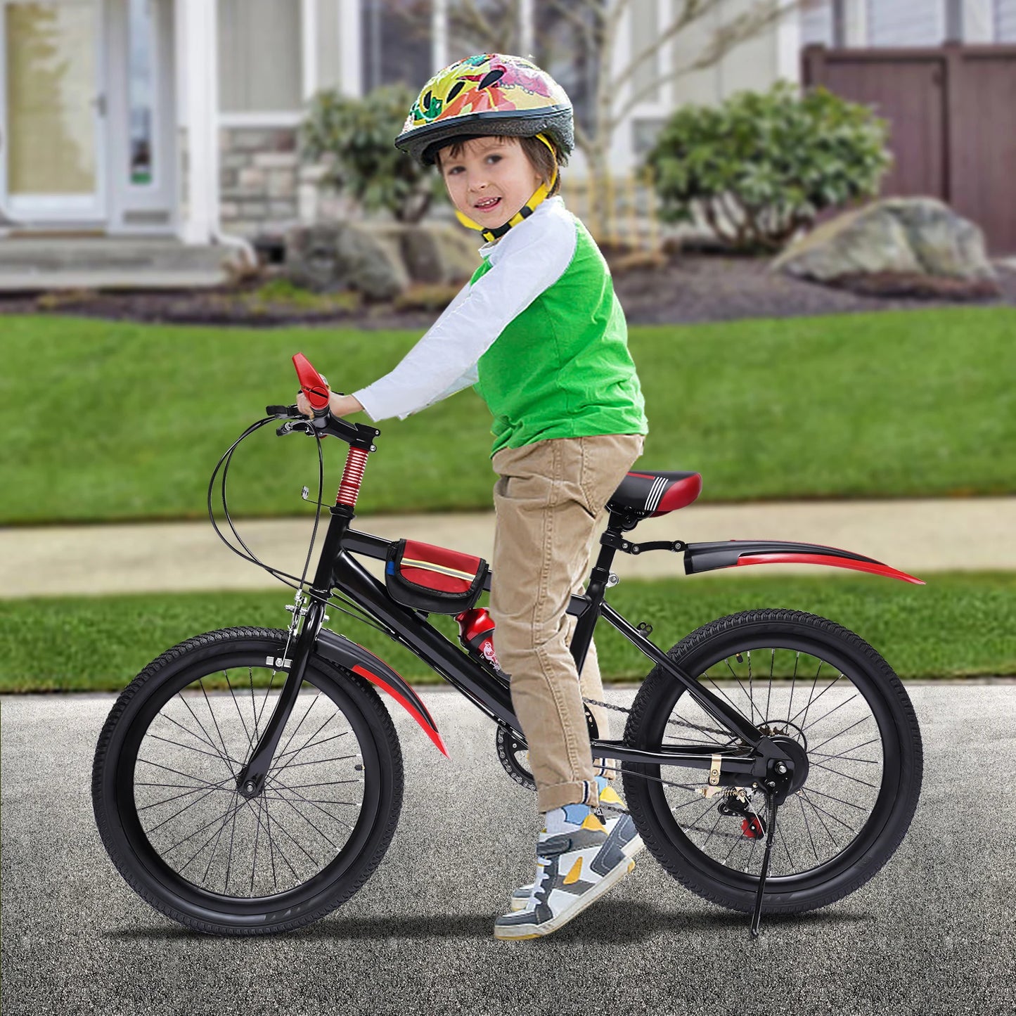 20" Mountain Bike 7 Speeds Kids Bicycle Dual-Disc Brakes Height Adjustable MTB Boys Girls