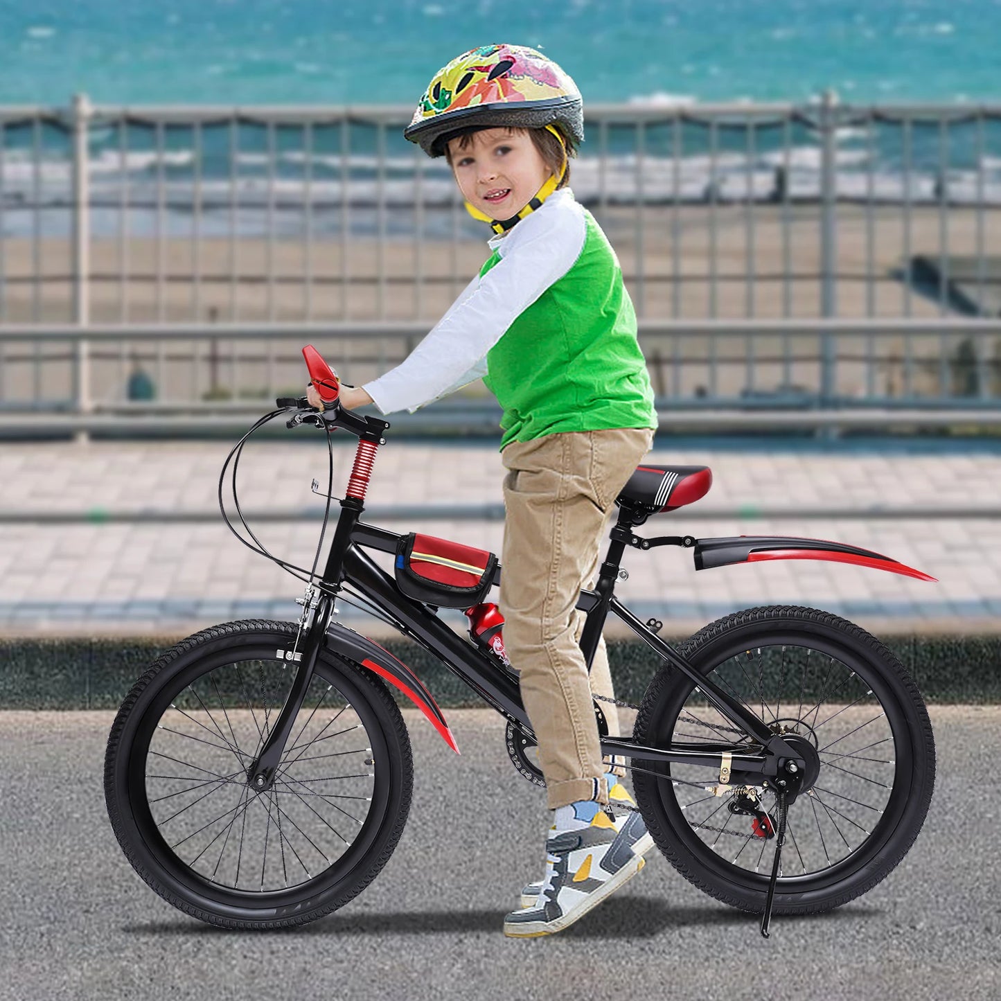 20" Mountain Bike 7 Speeds Kids Bicycle Dual-Disc Brakes Height Adjustable MTB Boys Girls