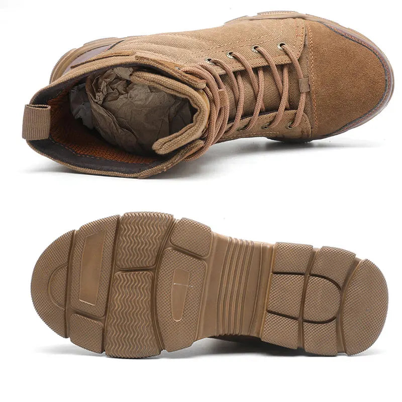 SUADEX Steel Toe Boots, Men Indestructible Work Shoes Desert Safety Boots Safety Shoes 36-48