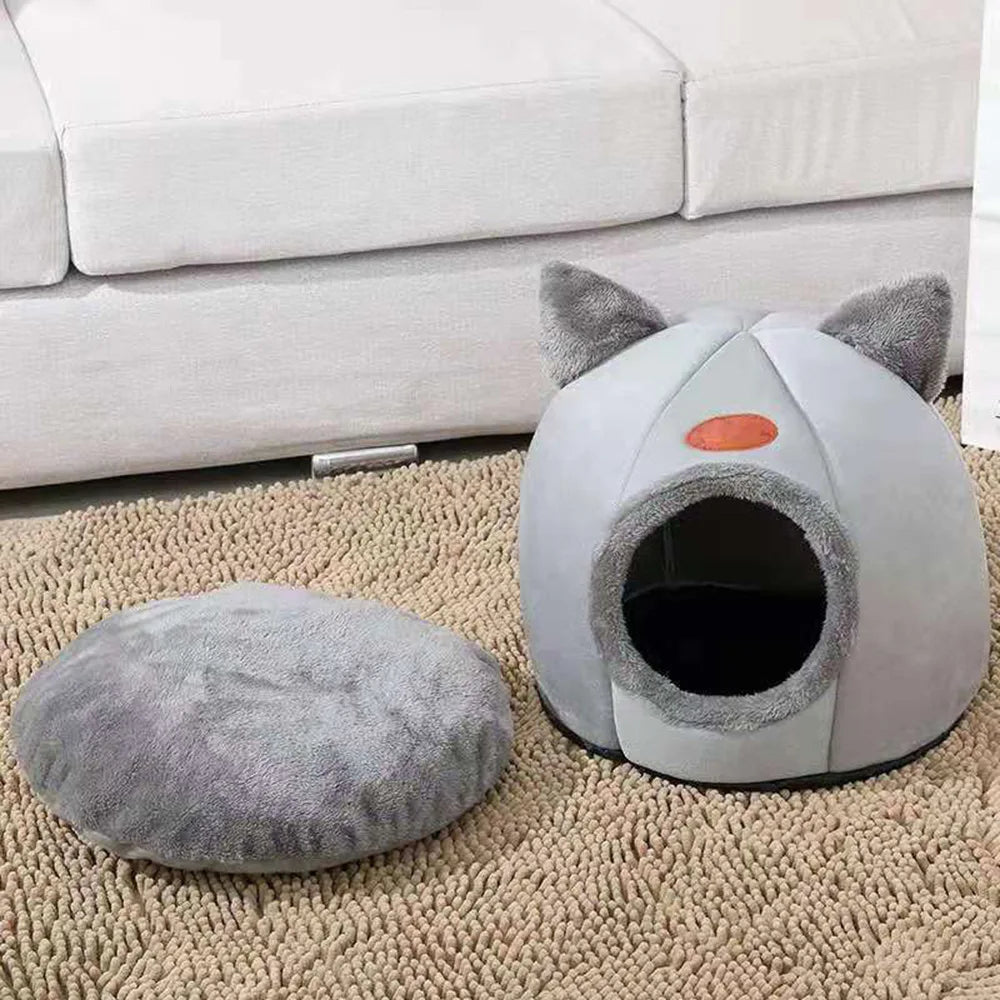 Pet bed with cat ears cat small medium large Comfortable and soft Machine washable
