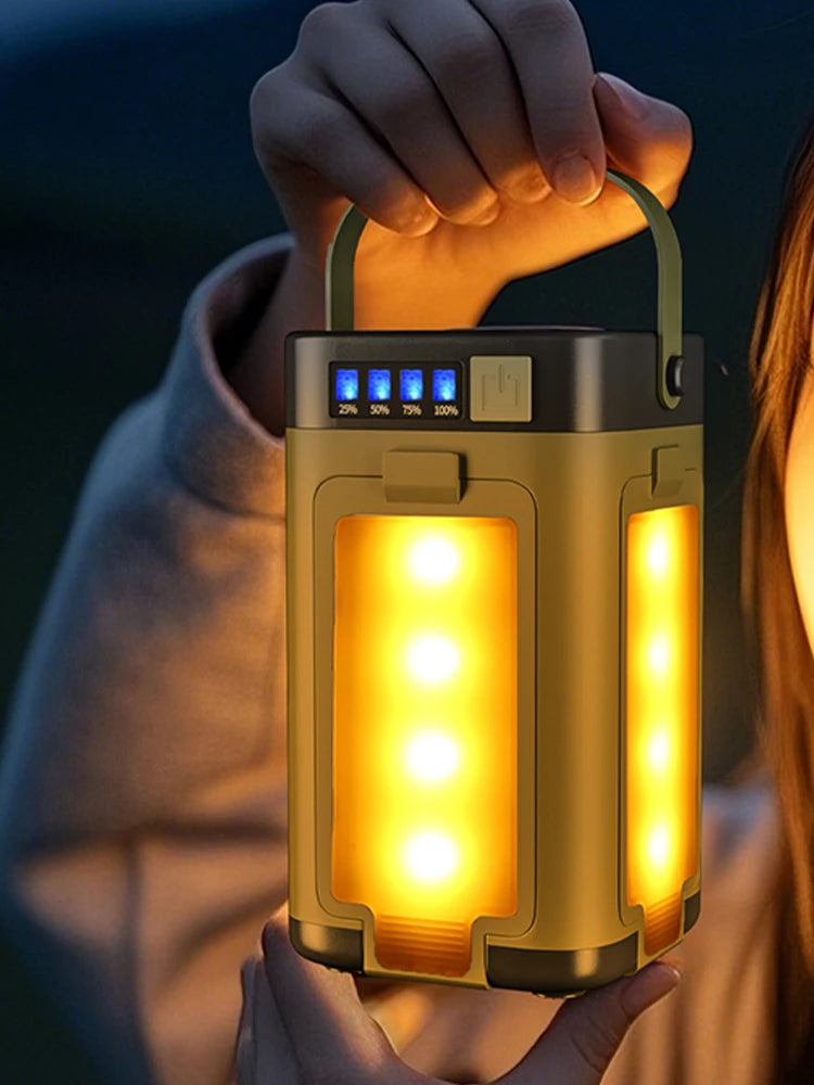 Foldable Camping Light Power Bank Rechargeable Lantern Solar LED Tent Light for Camp, Hike Fish