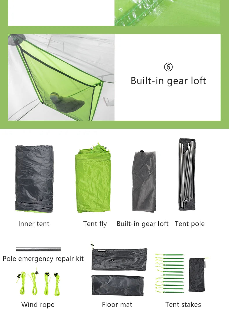 2 Person Ultralight Camping Tent 20D 380T Nylon Double Layer Waterproof Backpacking with free mat
