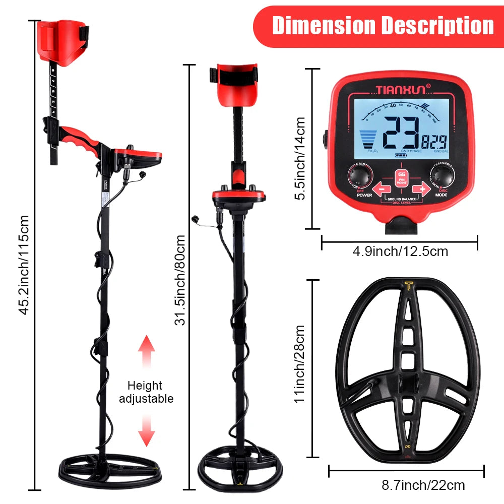 TX-850L Metal Detector Professional Depth Metal Detector High Sensitivity Gold backLight Pinpointer