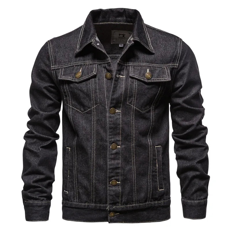 New Autumn Men's Casual Workwear Jeans Jacket Loose Casual Versatile Youthful Male