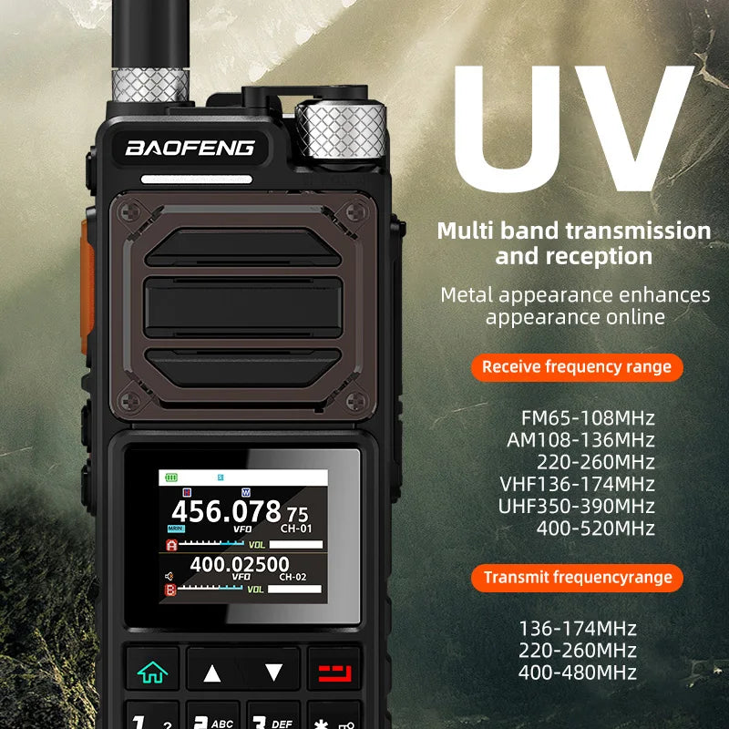 10W Tri-Power Handheld Ham Radio GPS, UHF VHF MW FM Air NOAA Multi-Band Receiver, 5200mAh Battery