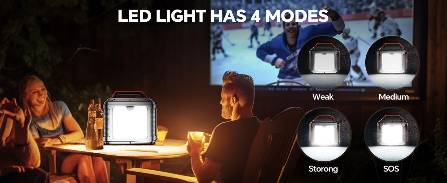 300W Power Station, 296Wh 80000mAh Solar Generator,Lithium Battery Outages,Black(with Solar Panel)