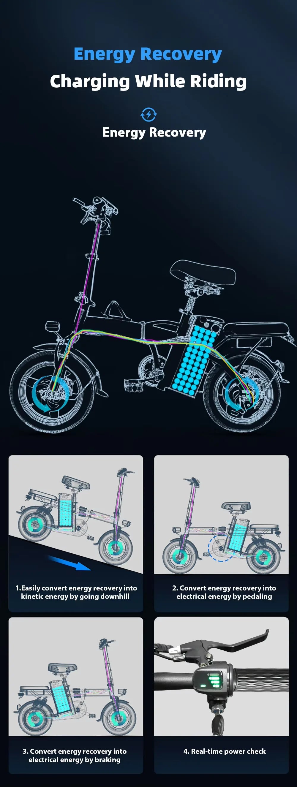 14 Inch Foldable Electric Bicycle 400W Motor 48V 30A0H Adult Mini City Commuting EBike