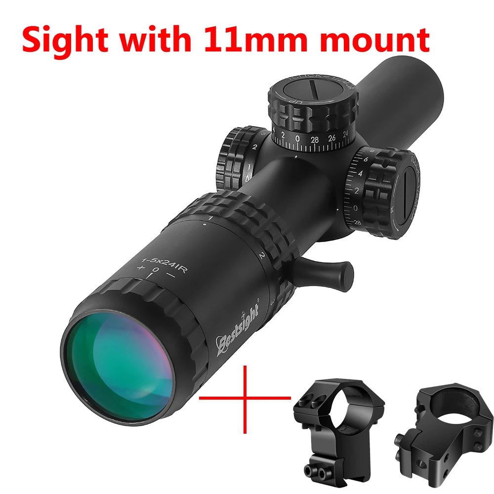 1-5X24 Tactical Optical Rifle Scope Red and Green Illuminated Reticle HScope Ar15 Sight