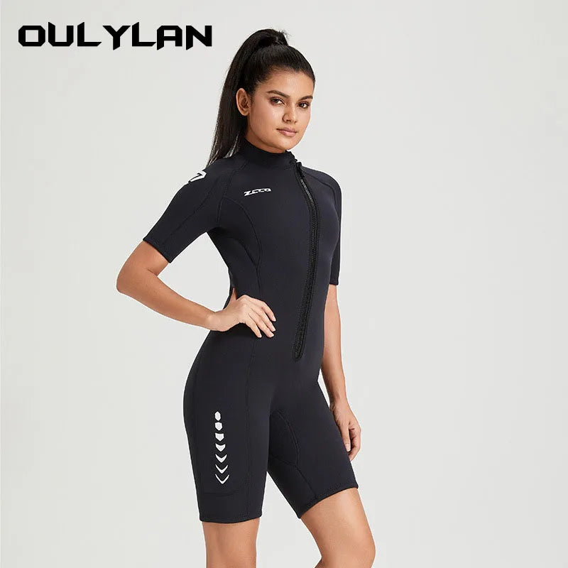 Oulylan 3MM Diving Suit Short Sleeve Surfing Snorkeling Neoprene Wetsuit Men women Scuba