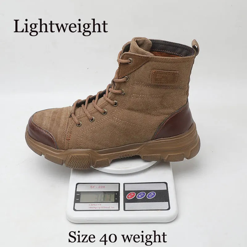 SUADEX Steel Toe Boots, Men Indestructible Work Shoes Desert Safety Boots Safety Shoes 36-48