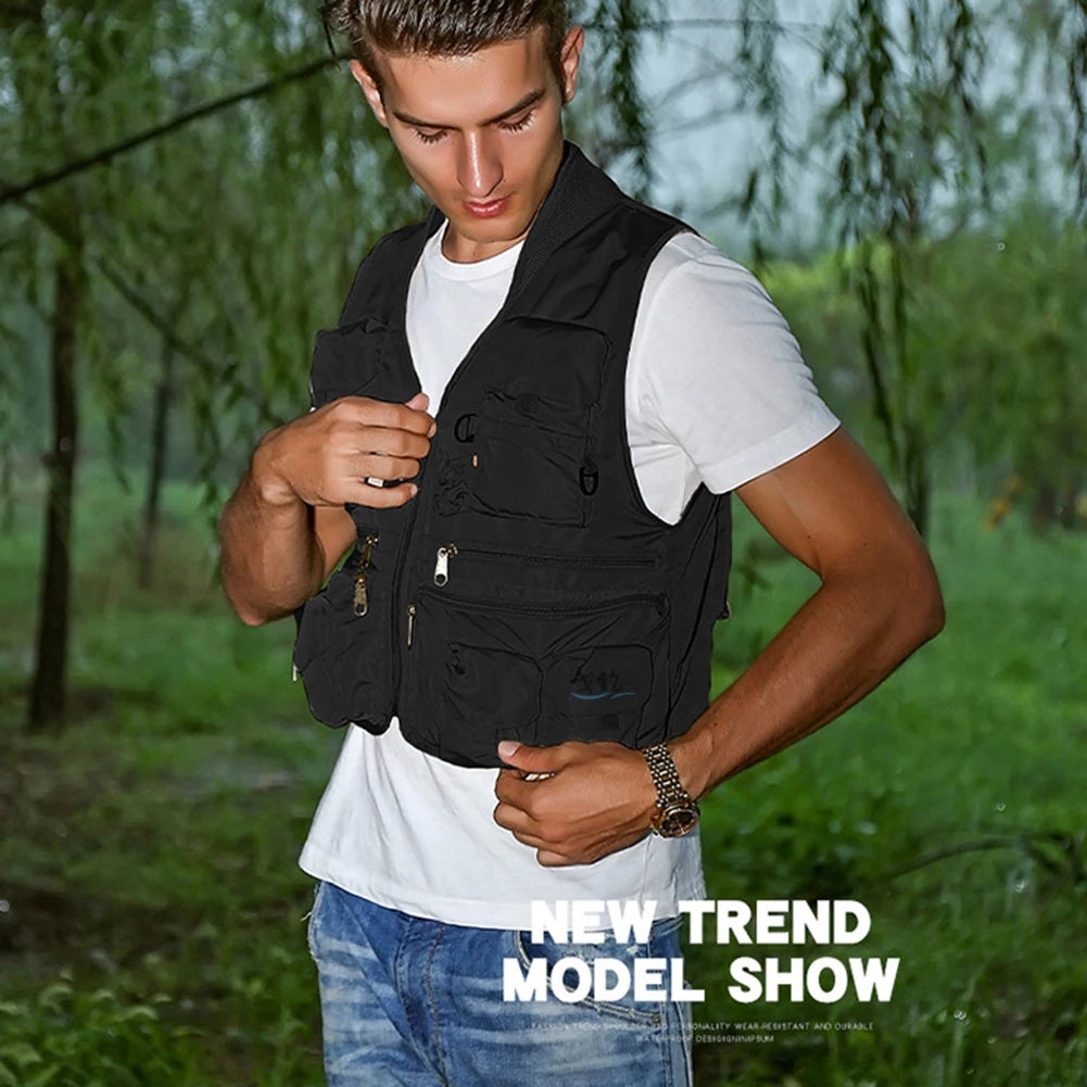 Fishing Vest Multi Pockets Breathable Mesh Outdoor Sports Summer Boating Jackets