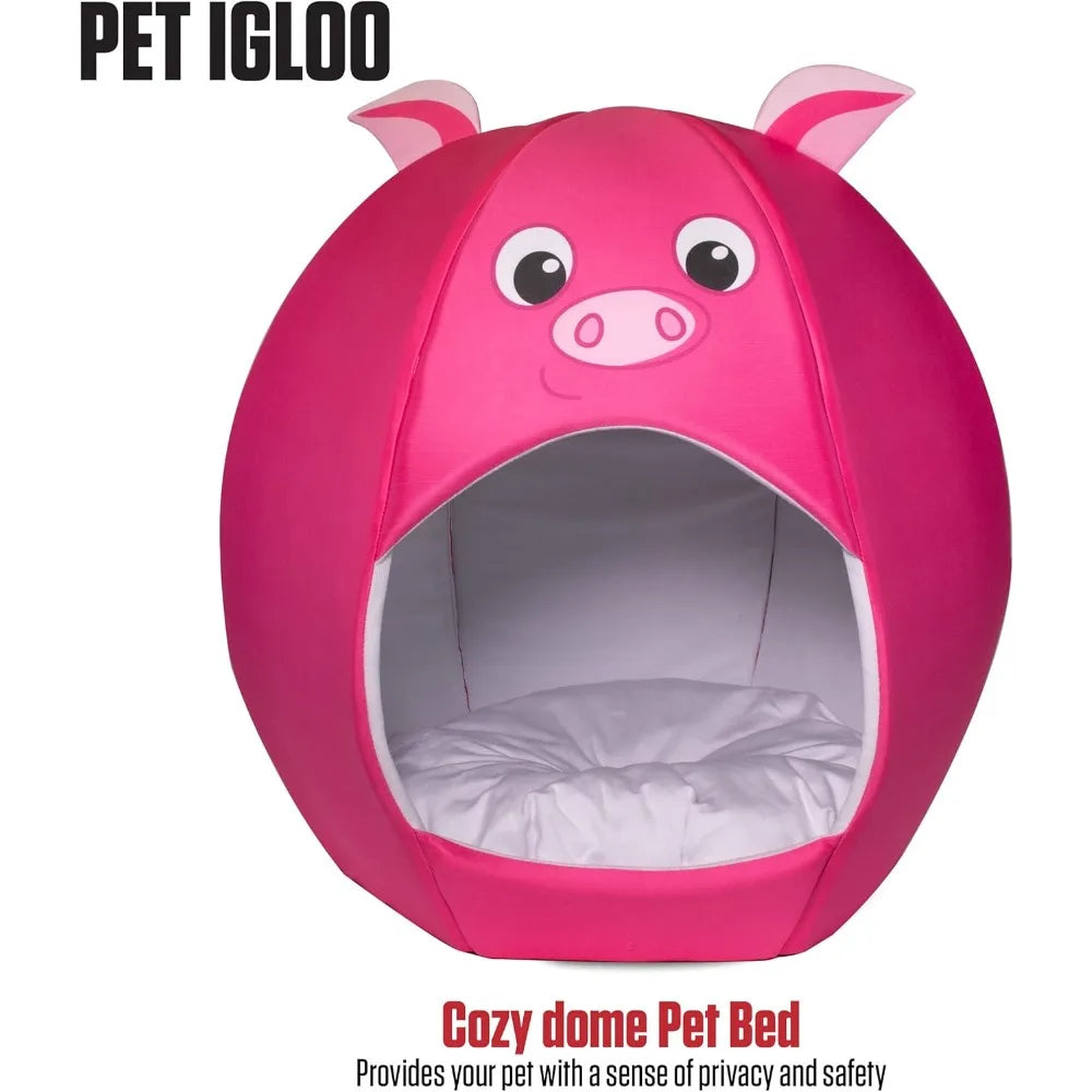 cozy igloo-style dog bed for medium pets with plush interior and pillow insert