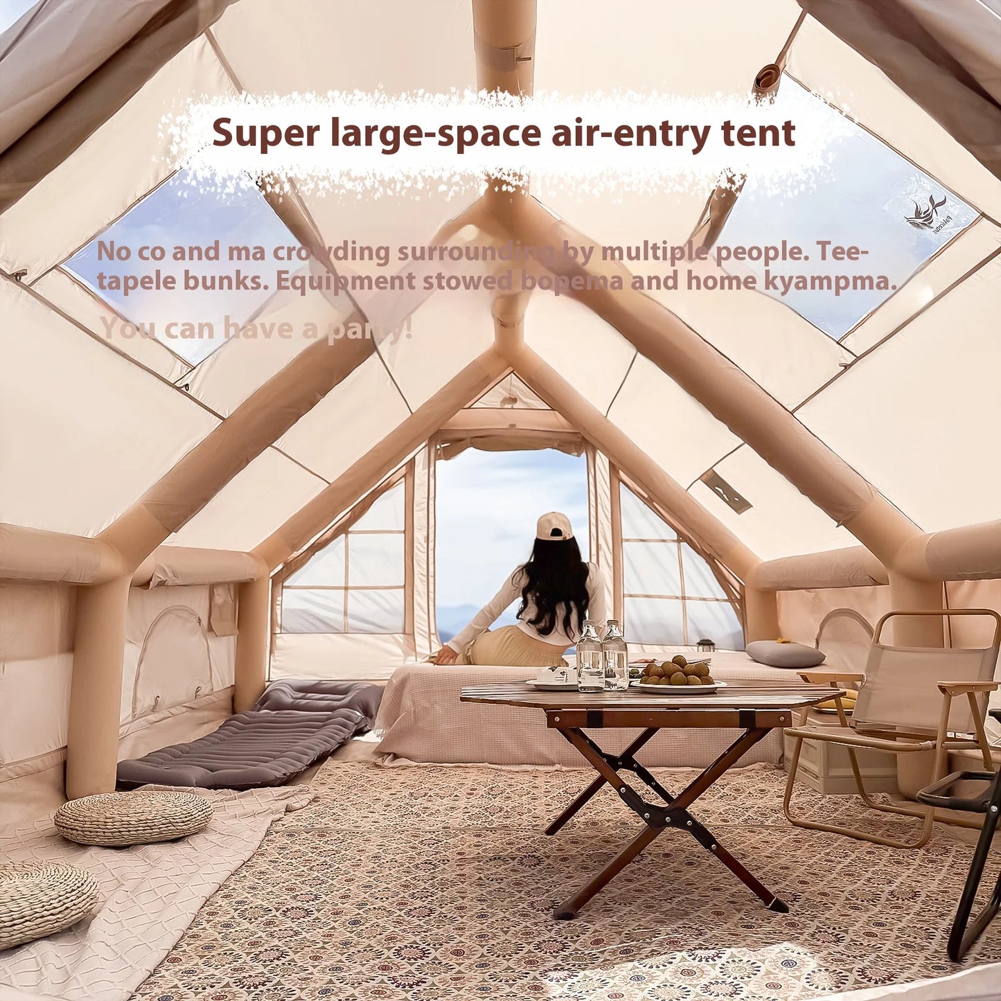 Inflatable Tents Camping, Luxury, Inflatable, Stove Plug, 4/6/8 Person Family Camping
