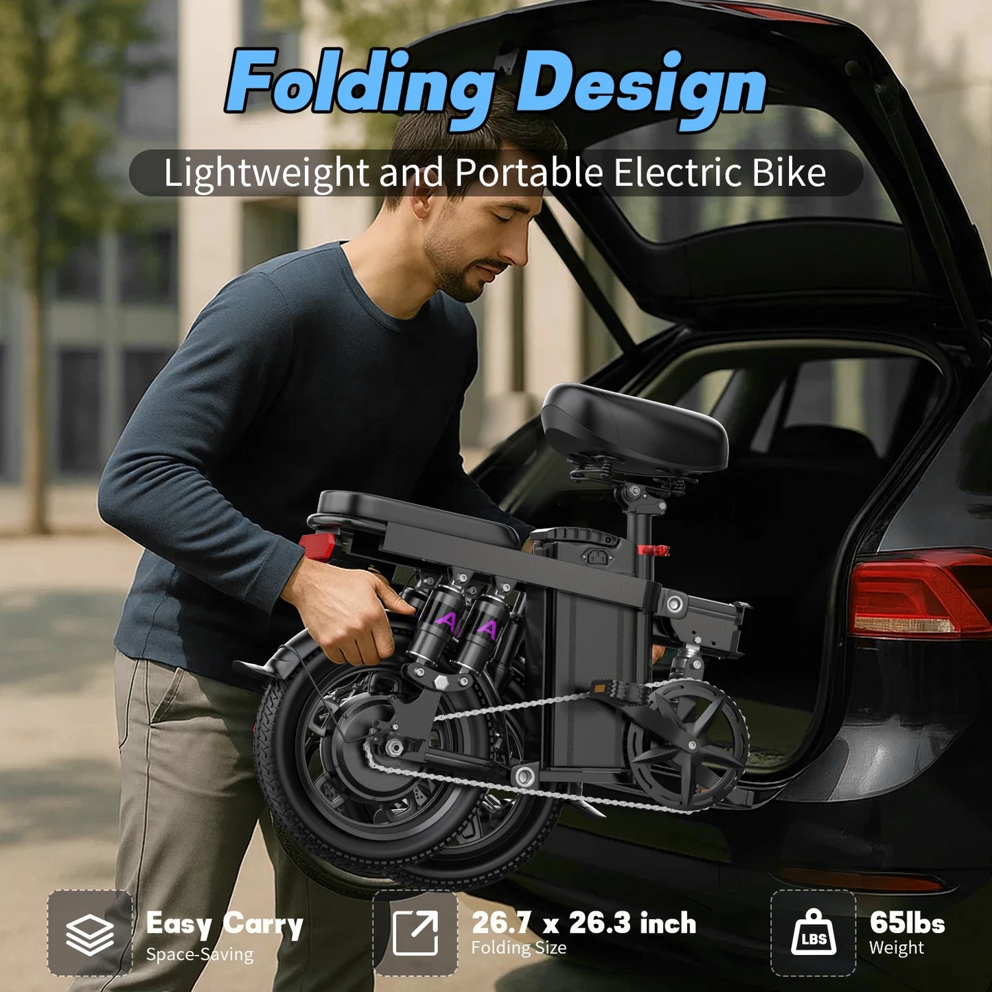 E-Bike for Adults Teen-Folding,750W Peak Motor,20+MPH 35 Miles,Commuter 48V 15AH Removable Battery