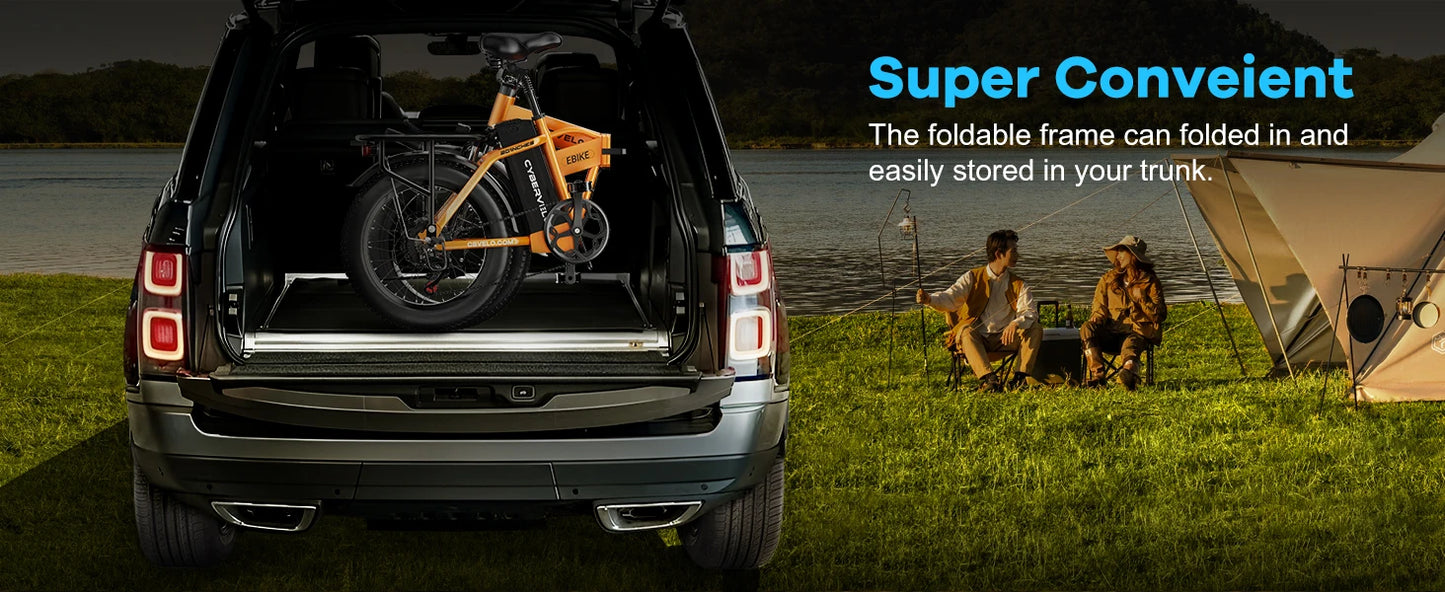 1000W Folding Electric Bike, 48V 20AH Large Removable Battery,30+MPH, 80 Mi Max Range, 20" Fat Tire