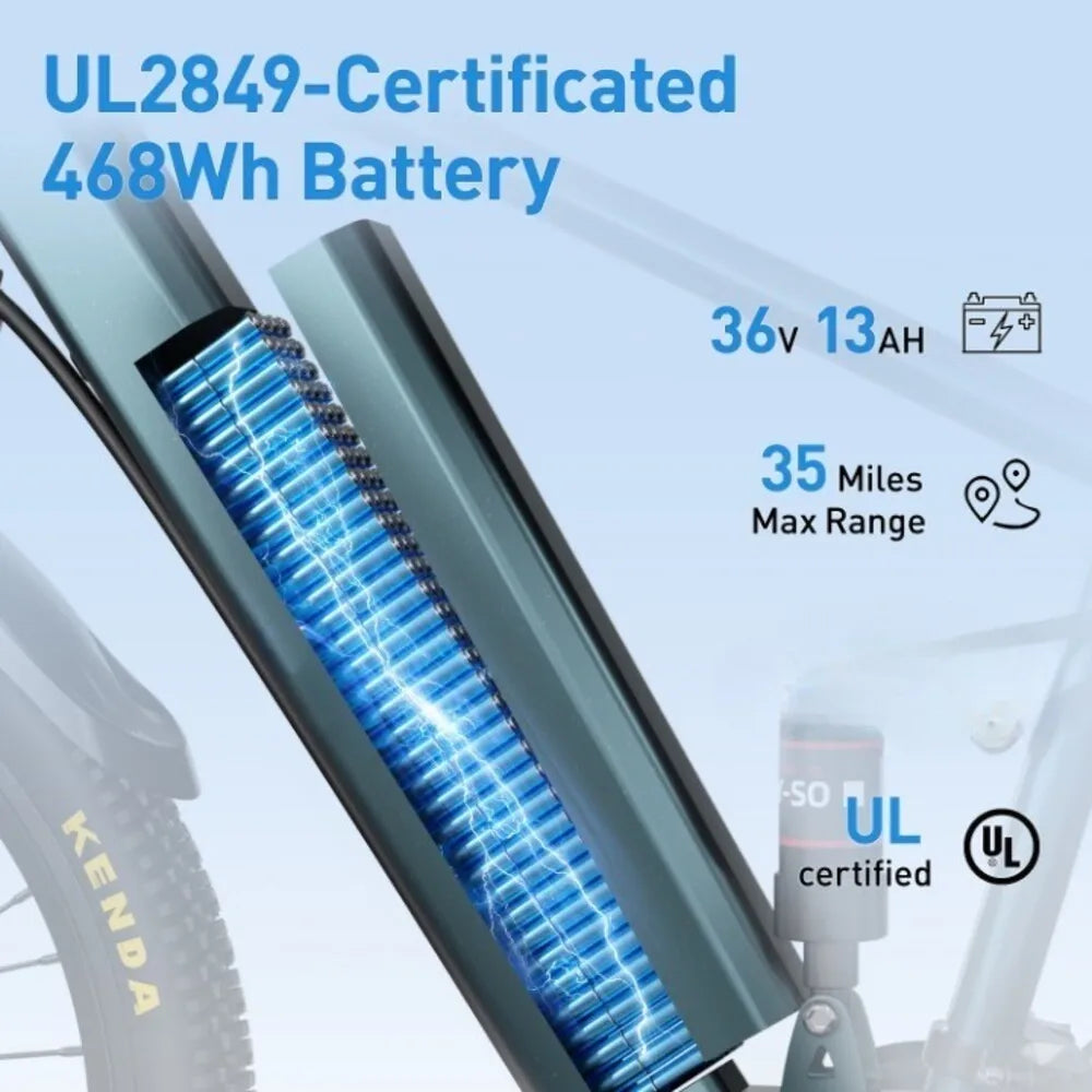26" 24" Electric Bike,Adults, 500W Powerful Motor 36V 374Wh/468Wh Battery,30miles, 19 MPH,Electric
