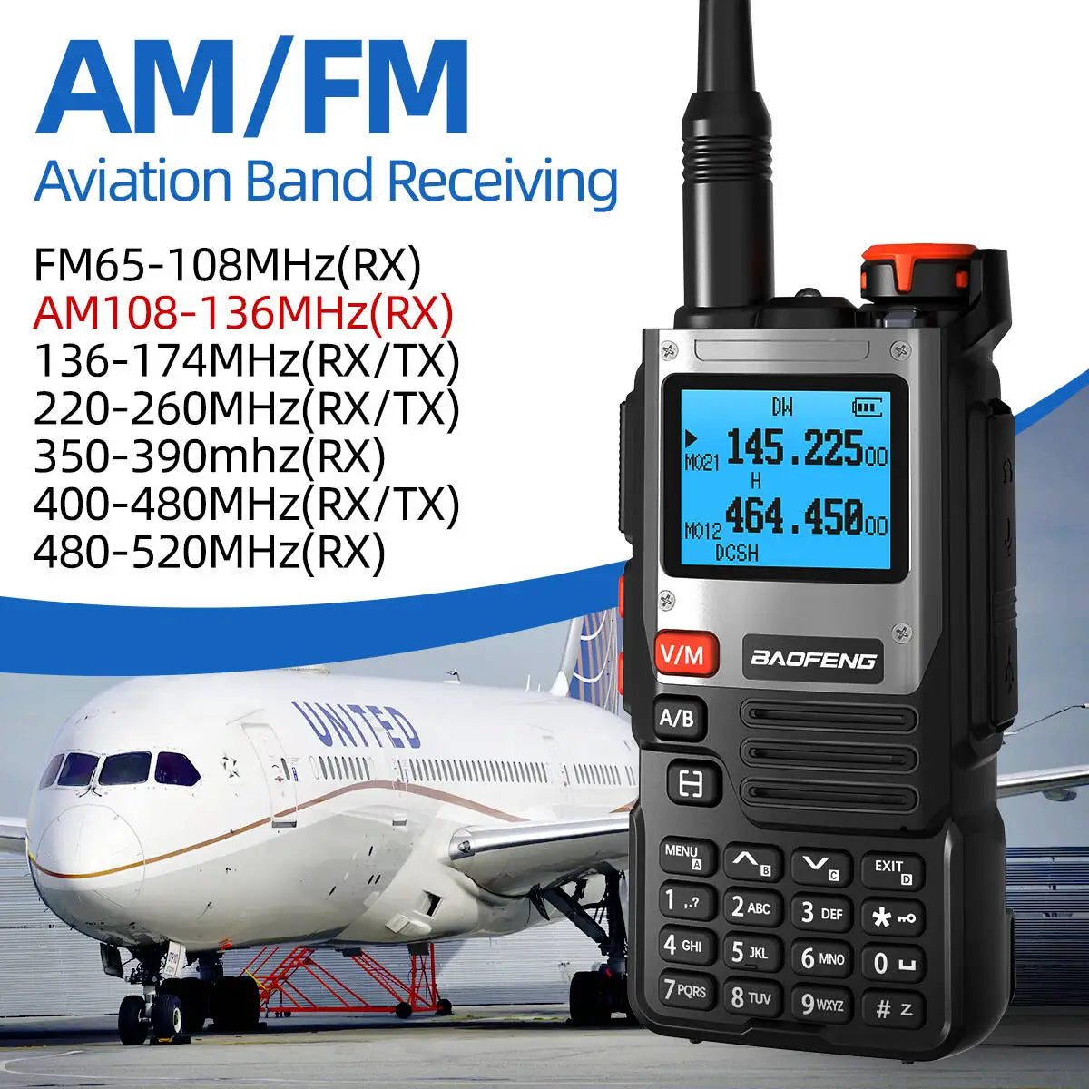 Multi Band Walkie Talkie Wirelss Copy Freq,.999 Channels NOAA AM Long Range Two Way Ham Radio