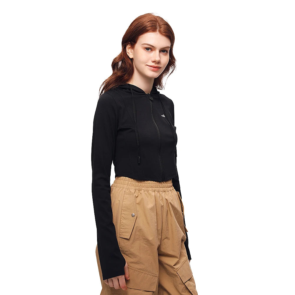 OhSunny Short Workout Jacket for Women Summer UV Stretch Slim Clothing Sports Long-sleeved Hoodie
