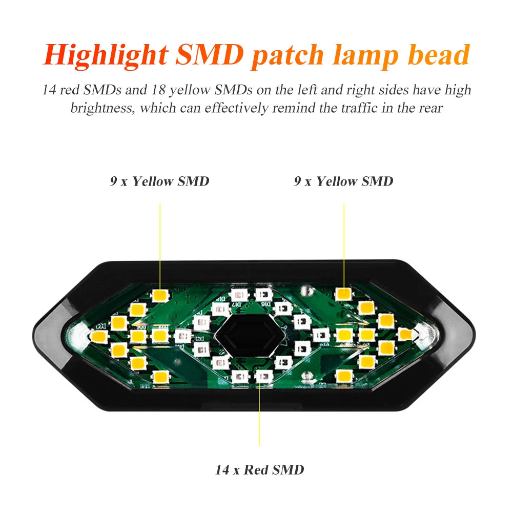 Bicycle Rear Tail Light Turn Signal Warning Lamp,Waterproof Usb Rechargeable Wireless remote