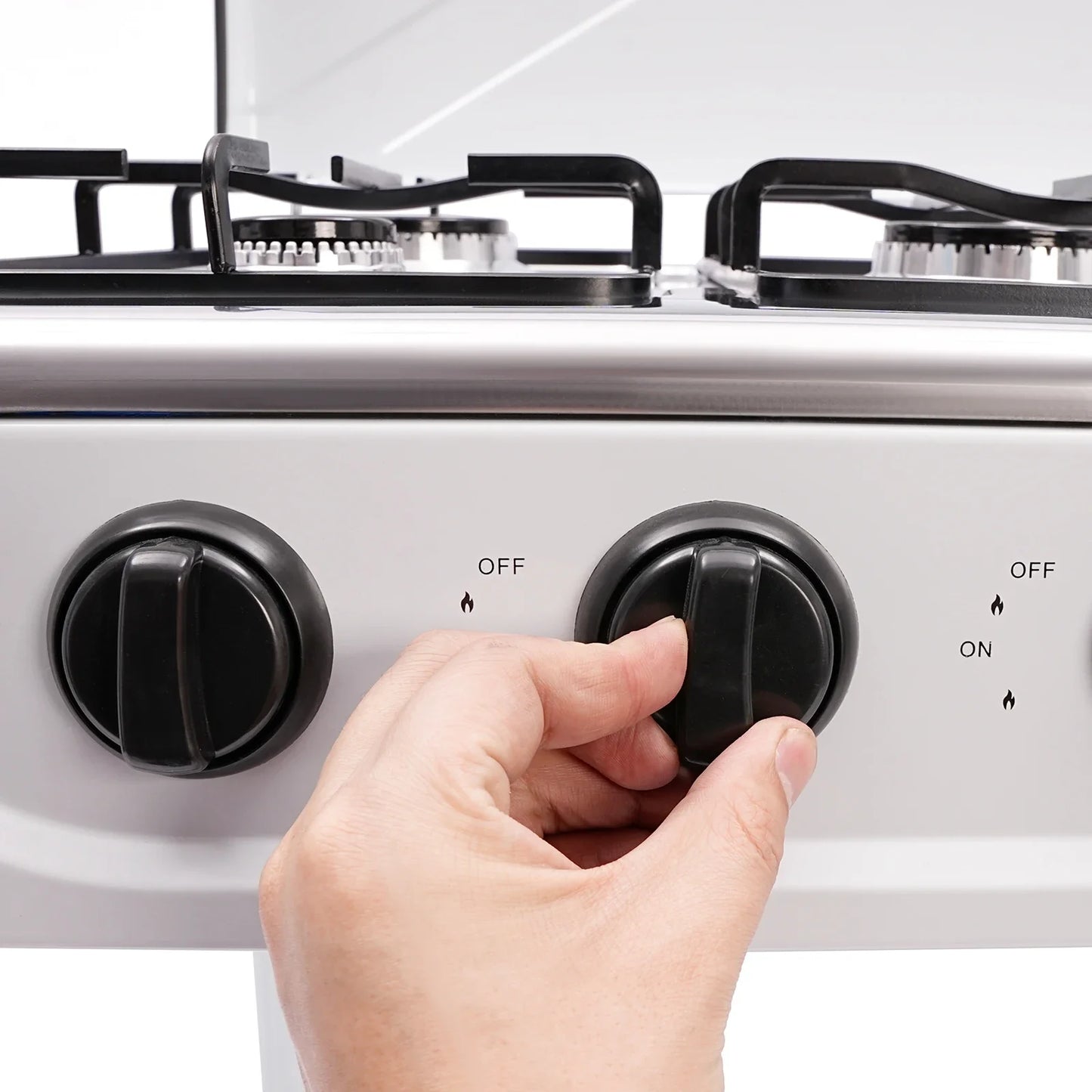 5-Burner Gas Stove: 2.5KW Power Efficient 5 Knobs Durable Independent Control, Heat Energy-Saving