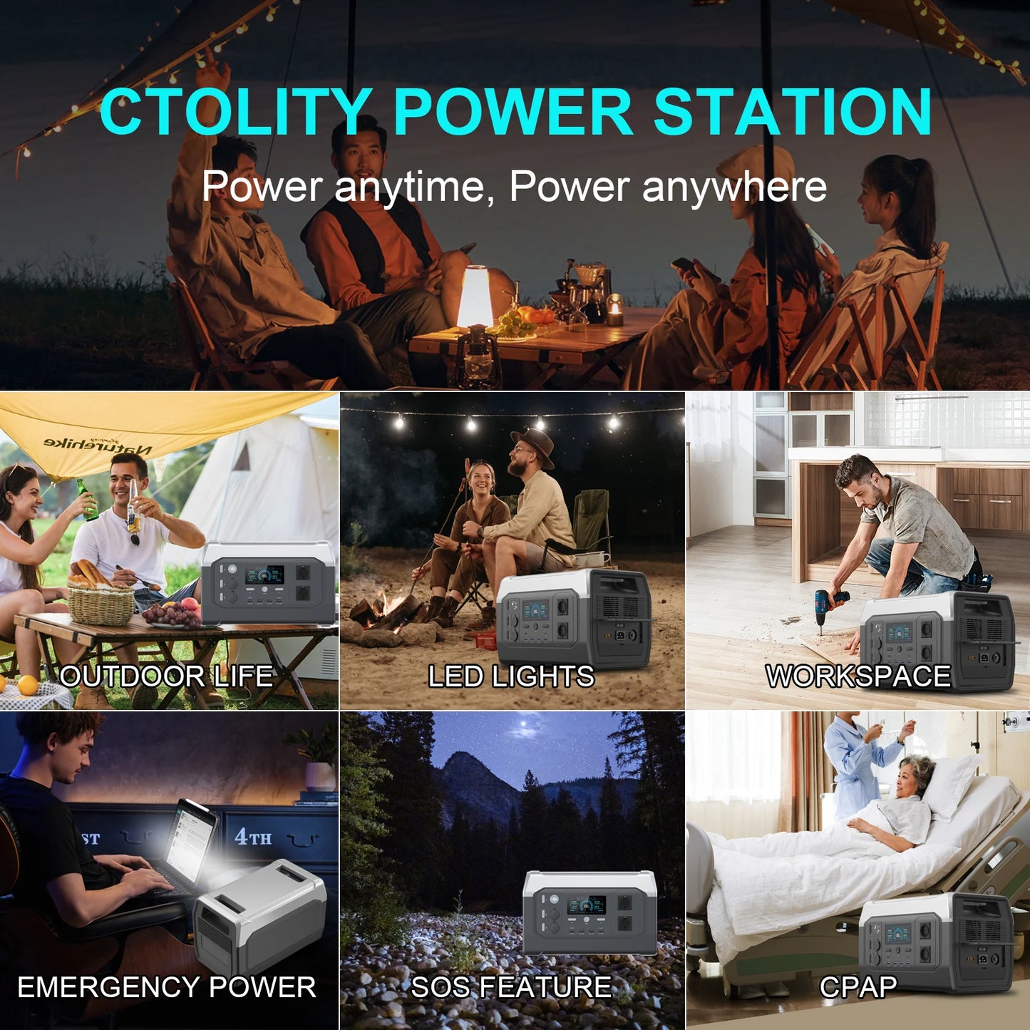 1800W 1000W Portable Generator Power Station Lifepo4 Battery Camping 200W Solar Panel Generator
