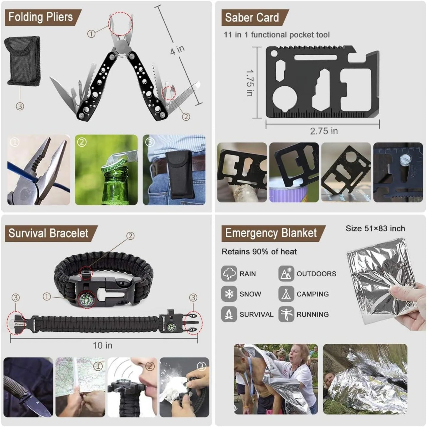 238Pcs Emergency Survival Kit, Professional Tool,Tactical Pouch and Emergency Tent for Earthquake