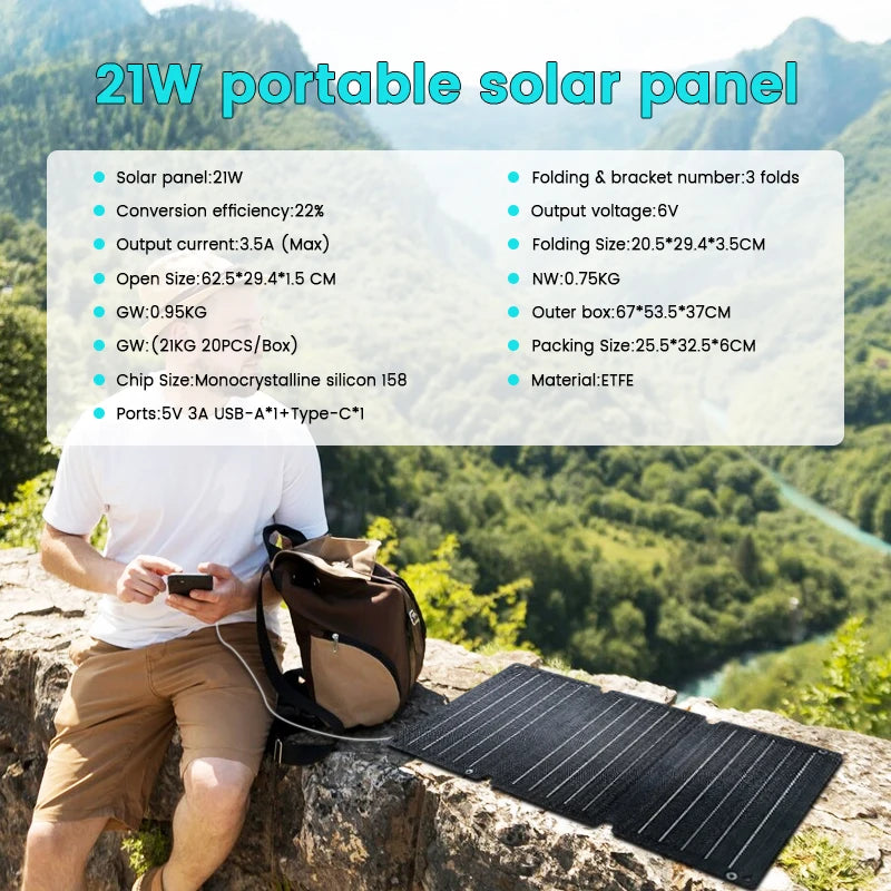 400W / 200W / 100W / 54W / 36W / 21W Solar Charger,Portable Waterproof Fold Solar Panel Camping RV