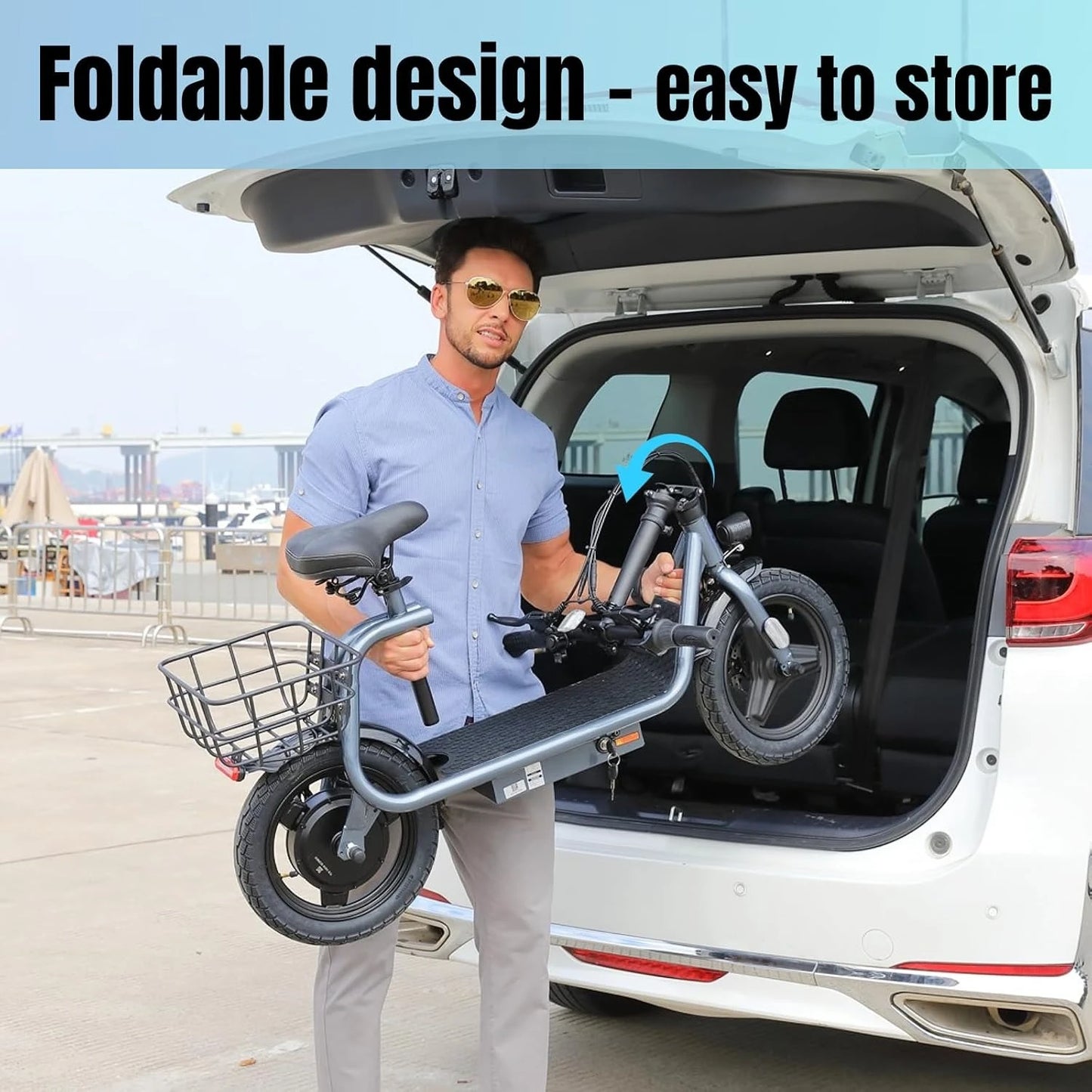 Peak 560W Electric Scooter 14" Tire, 20MPH Top Speed, 15Miles Range, Max Load 300LBS,Fold +Seat