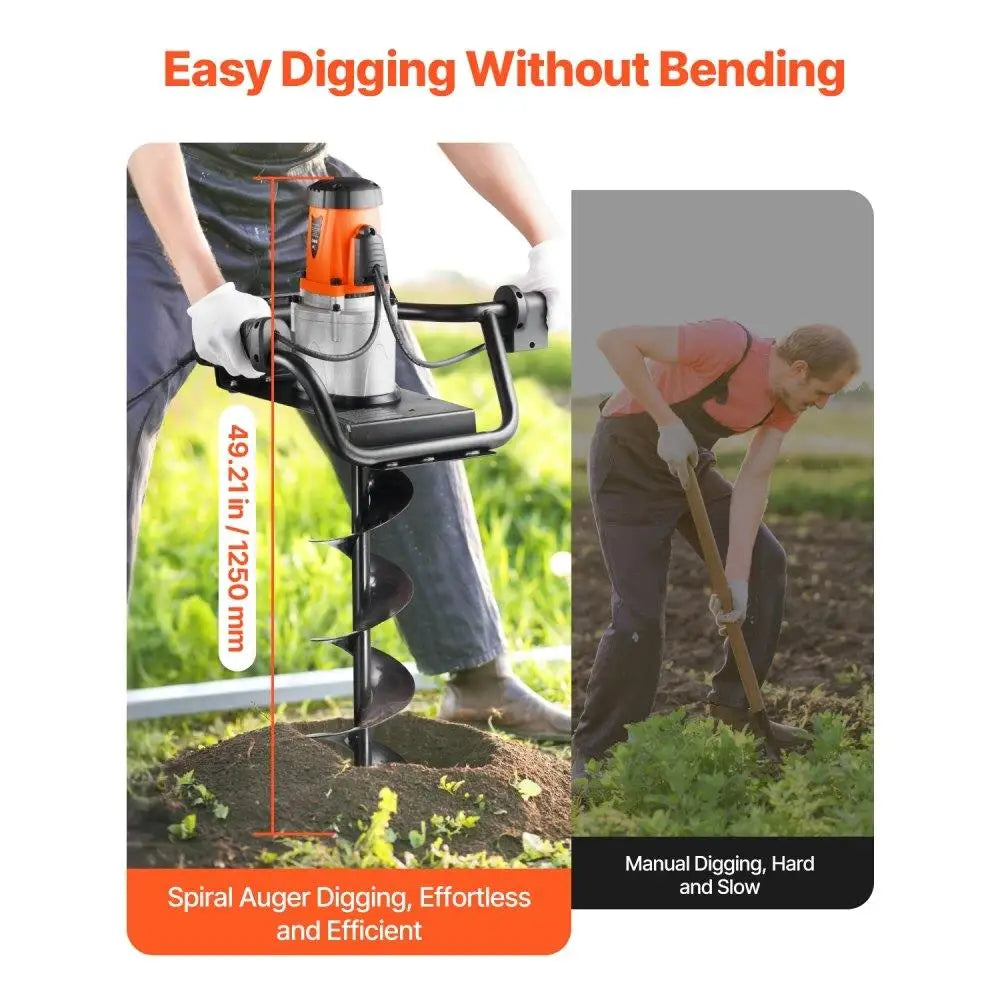 Electric Post Hole Digger 1500W Power Motor 5.71 Inch Auger Bit for Easy Digging and Landscaping