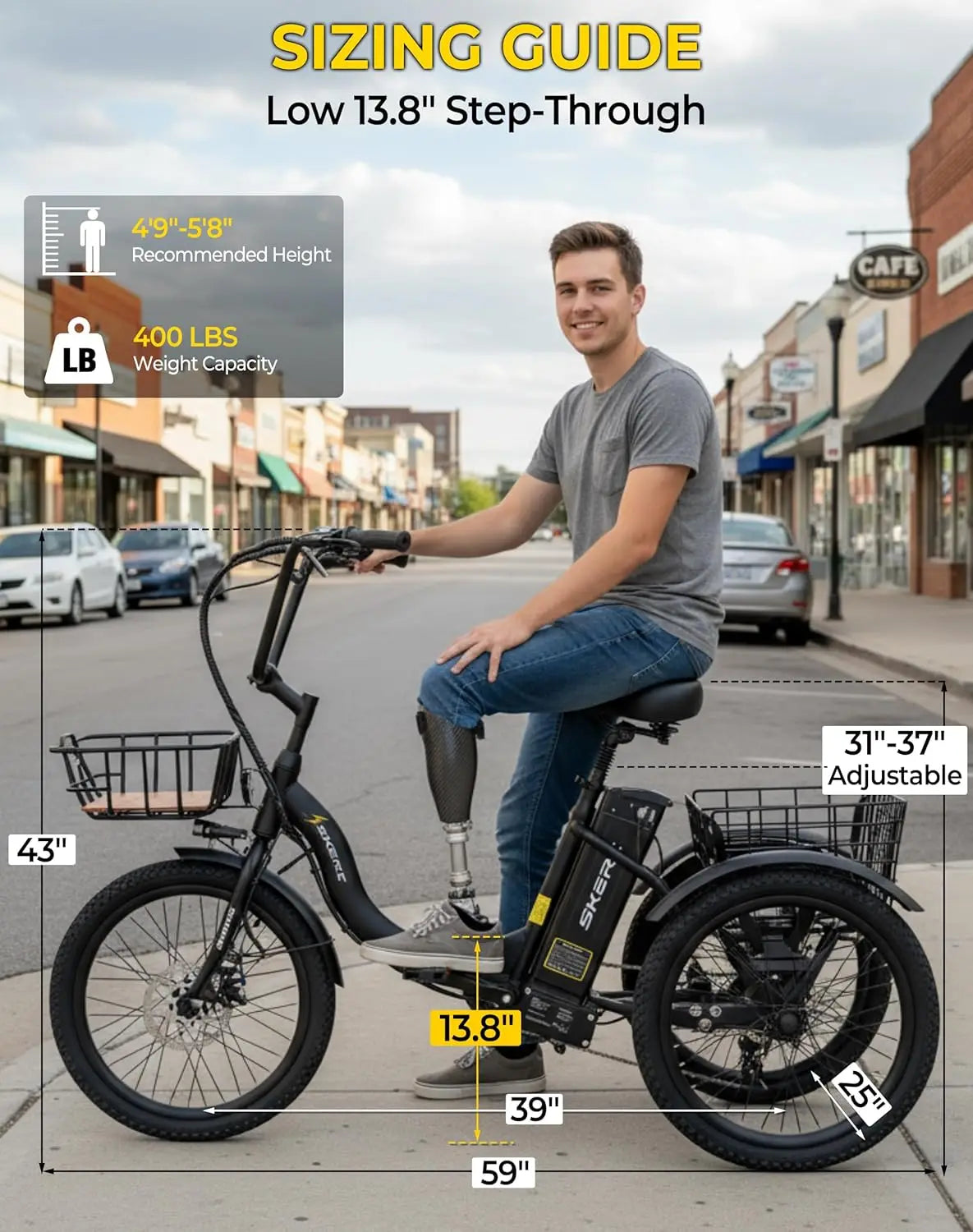 E-Trike, 500W(Peak 1000W) ,Adults, 20" Folding 3-Wheel Electric Bicycle, Step-Thru E, Customized