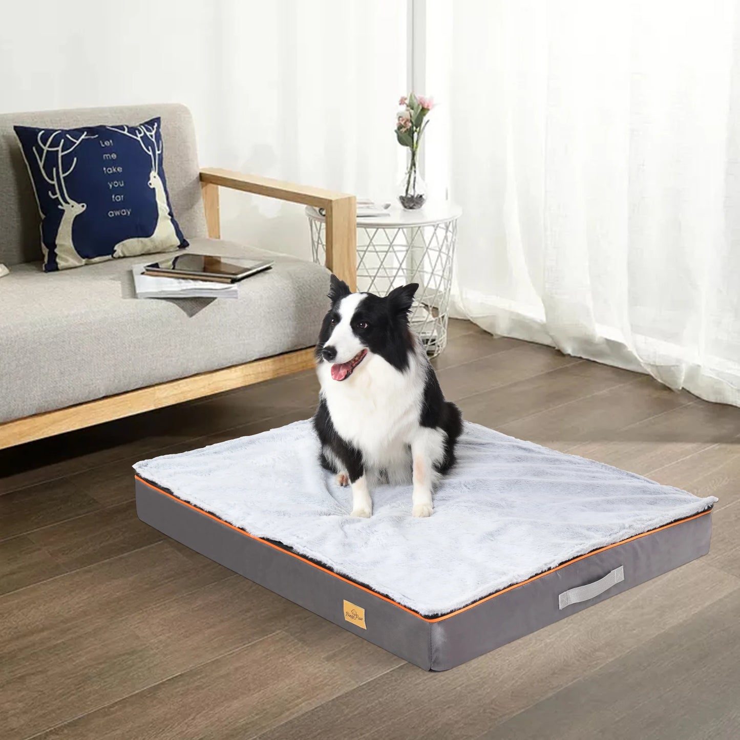 Dog Pet Bed Large Padded Orthopedic Foam Cushion with Washable Cover