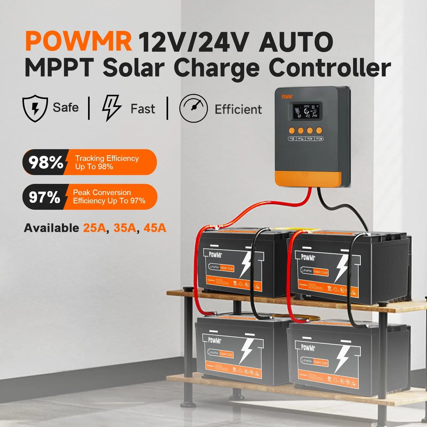 Solar Panel Charge Controller MPPT Solar Charge Controller 25A 35A 45A For 12V 24V Battery LiFePO4