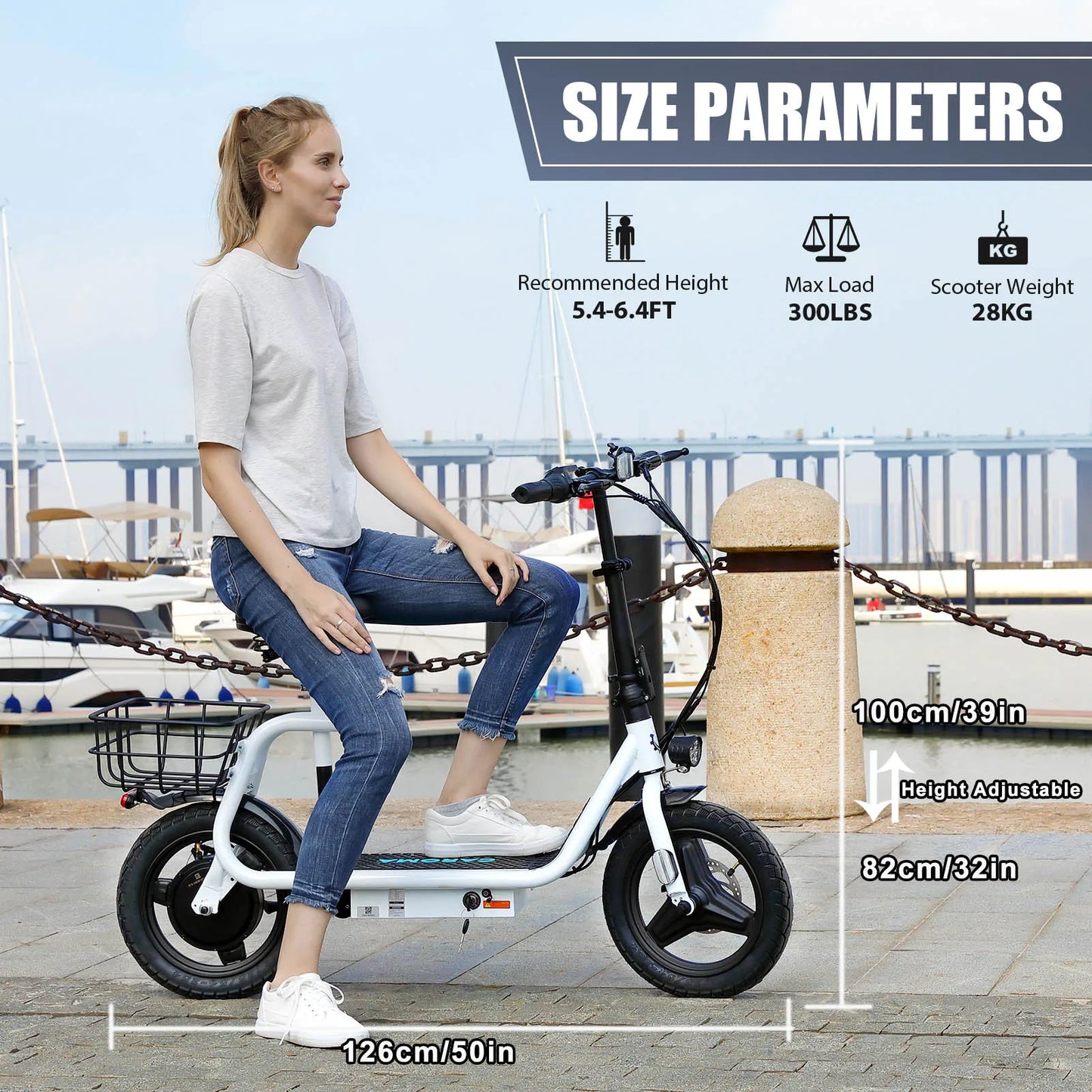 560W Electric Scooter with Seat 14" Tire, 30 Miles,20MPH Max Speed, Foldable Electric, Adults 300 LBS