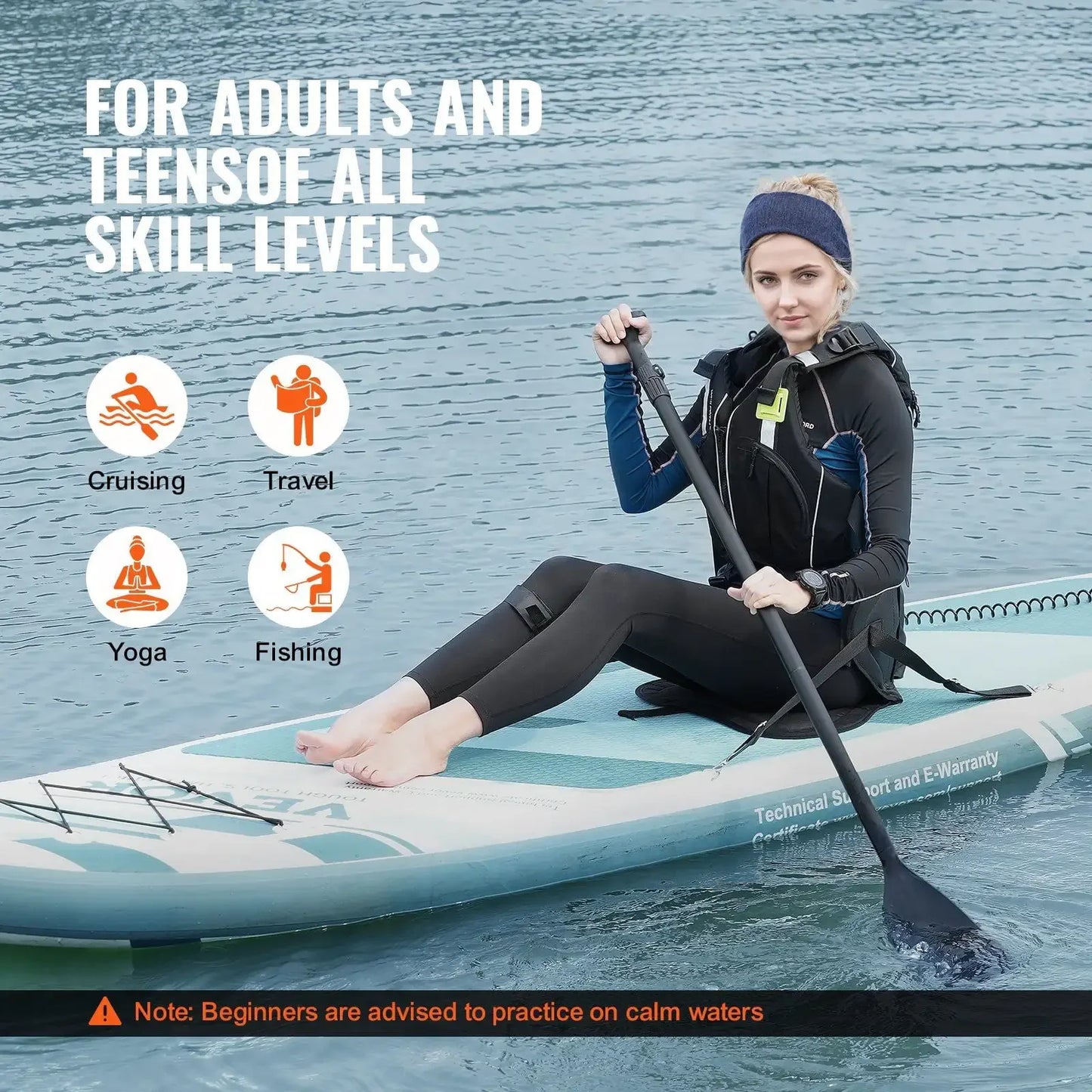 Inflatable Stand Up Paddle Board, 10' x 33" x 6" Wide SUP with,Kayak Seat, Board Accessories, Pump