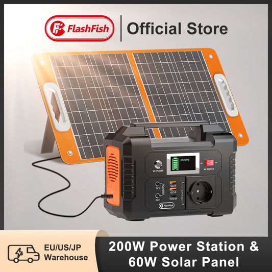 Portable Power Station 200W 151Wh Solar Generator,Solar Panel 50W Battery Cell Complete Kit Set