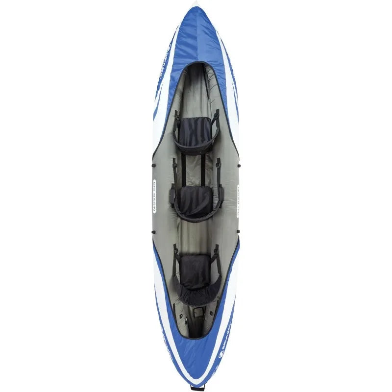 3-Person Inflatable Kayak, Adjust seats & Carry Handles, Heavy-Duty PVC Construction,Rugged Use