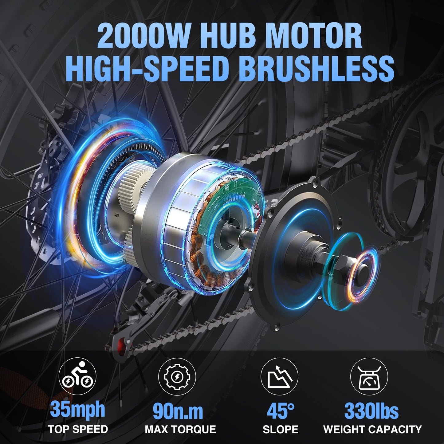 E-Bike 2000W 48V 23AH 26 Inch Fat Tire Dual Motor Hydraulic Brakes Full Suspension MTBike