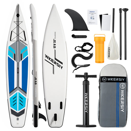 12'6 cruising paddle board touring SUP Inflatable, 32" width and big capacity suitable 2 persons