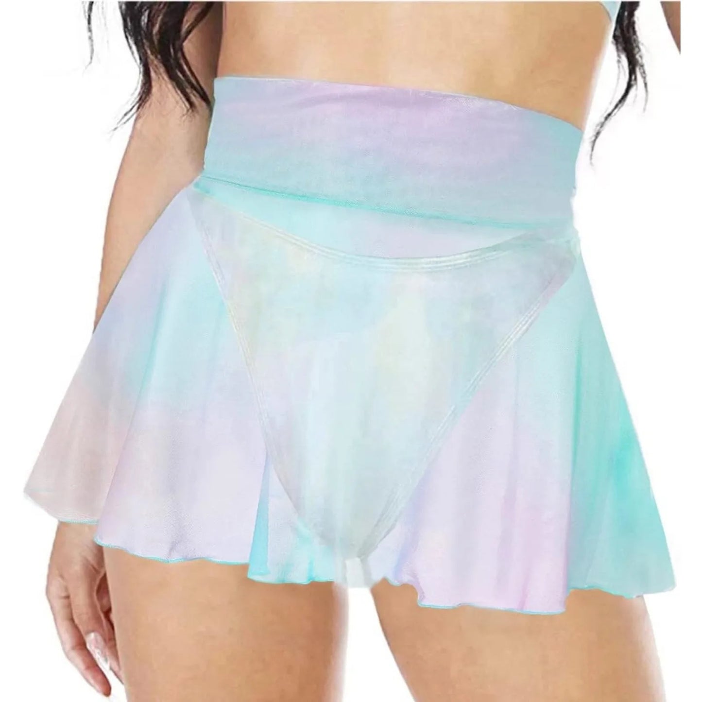 Women Girls Swim Cover Ups Swimsuit Cover-up Skirts Short Mesh Sheer See-Thru Bikini Coverups