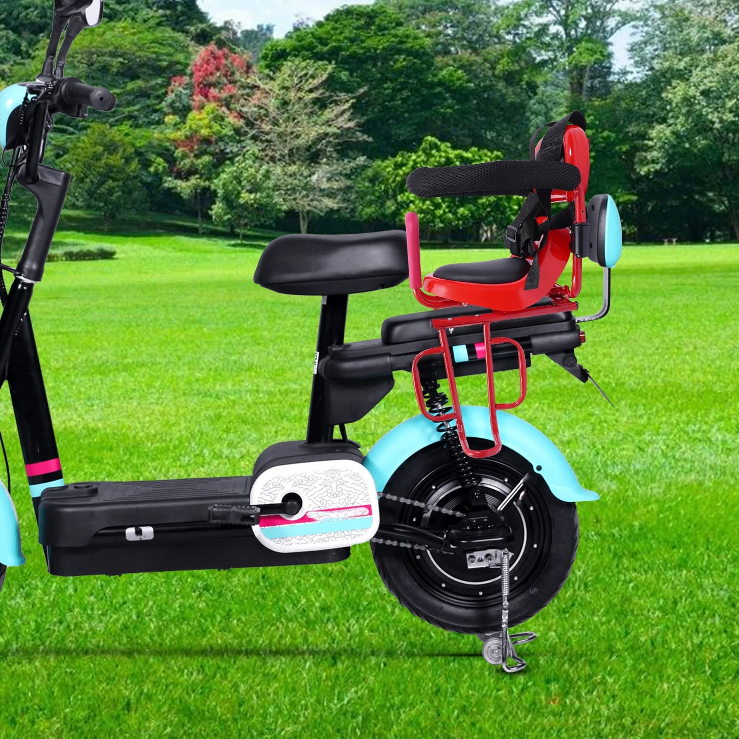 Rear Child Bike Seat Safety, Ages 6 Months - 6 Years Old Universal, Back Fenced Seat Red/Blue