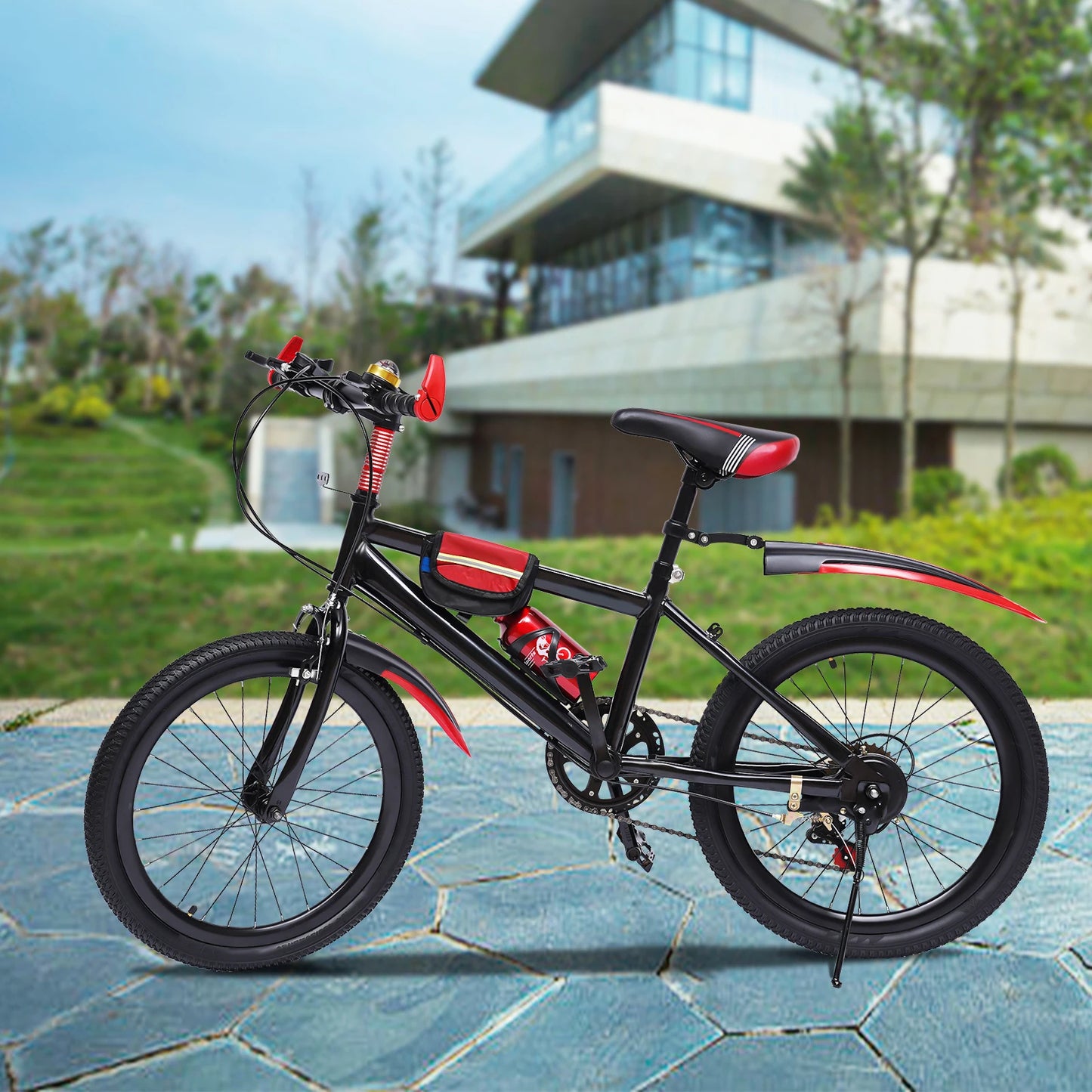 20" Mountain Bike 7 Speeds Kids Bicycle Dual-Disc Brakes Height Adjustable MTB Boys Girls