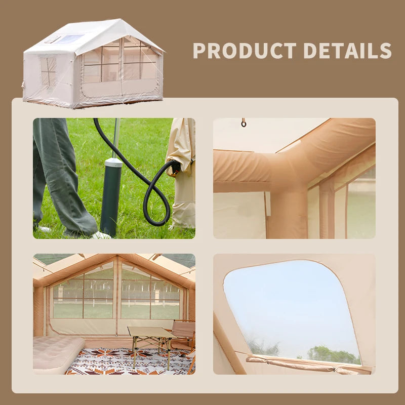 6-8 People Inflatable Tent/house, waterproof,4 season Blow up, Camping,Glamping Easy Setup