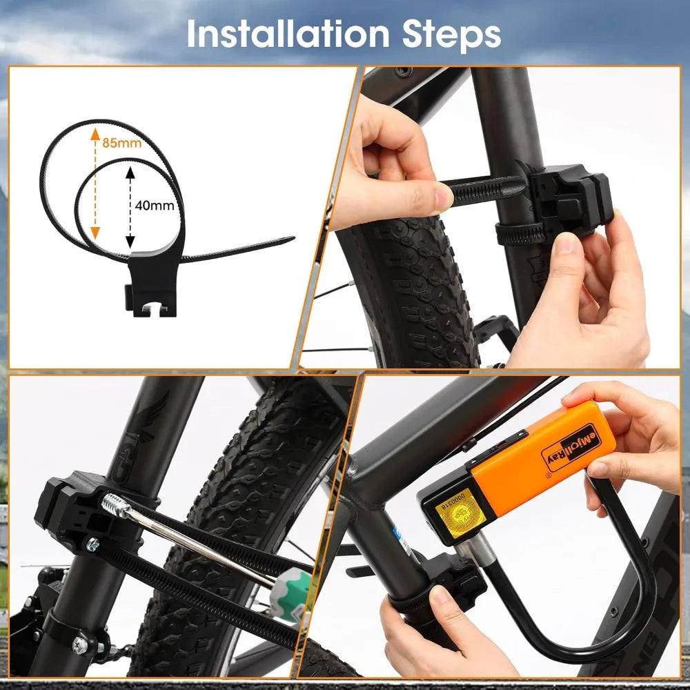 Heavy Duty U Lock, E-Scooter, Bike, Folding Bike -10mm x 4ft Cable Lock,Keyed Lock & Keychain
