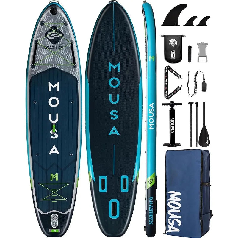 10'8/11'*35" Extra Wide Inflatable Paddle Boards, Stable; 3 People w/Shoulder Strap,100L Backpack