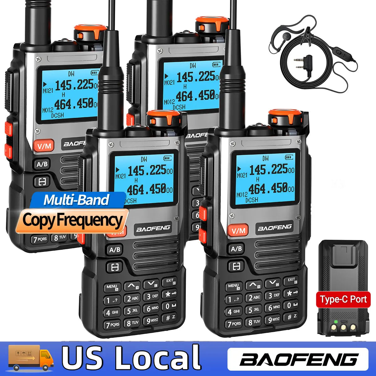 Multi Band Walkie Talkie Wirelss Copy Freq,.999 Channels NOAA AM Long Range Two Way Ham Radio