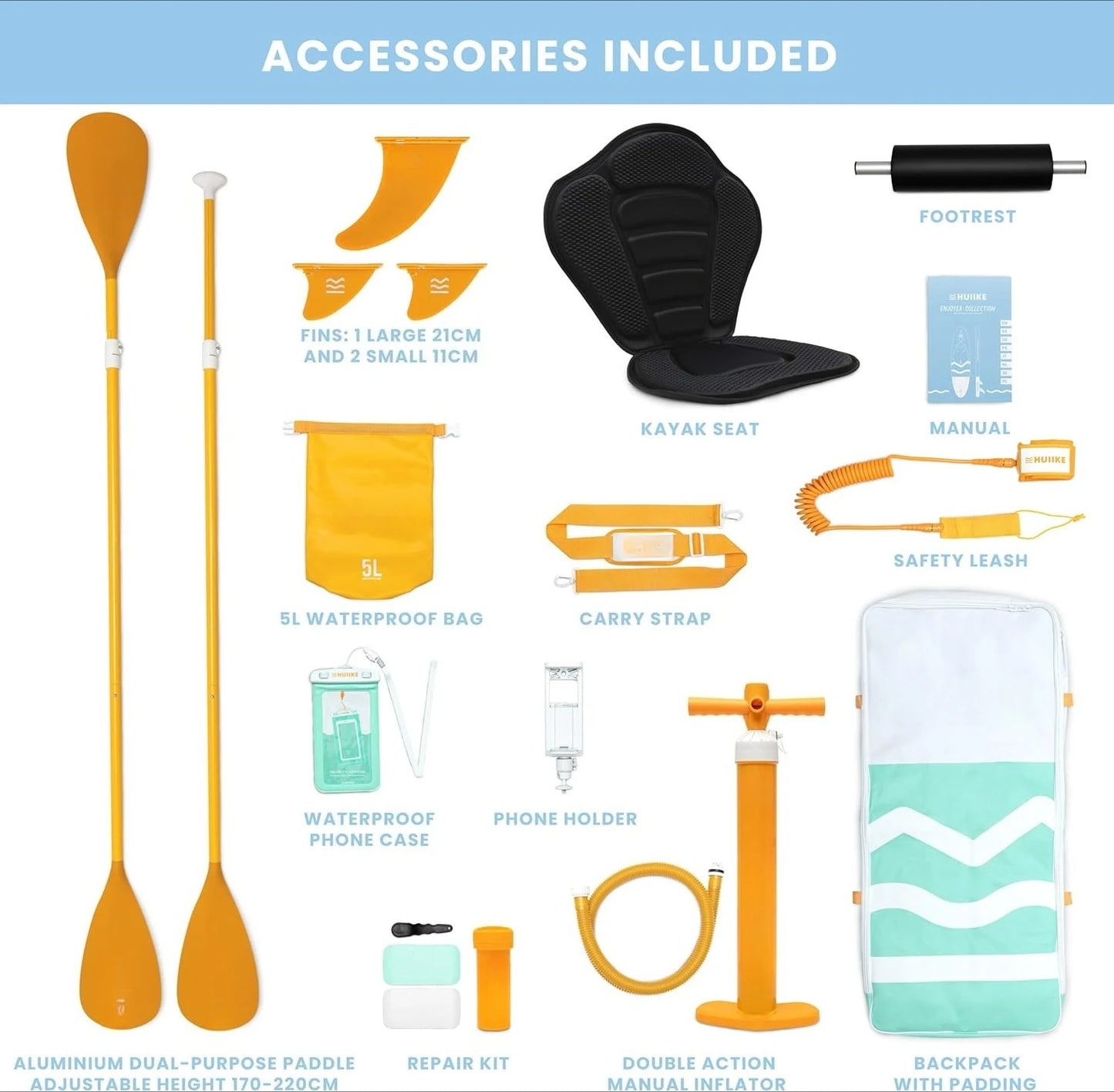 Inflatable Paddle Board with Premium Accessories - IAdults with Kayak Seat and 2-in-1 Oar